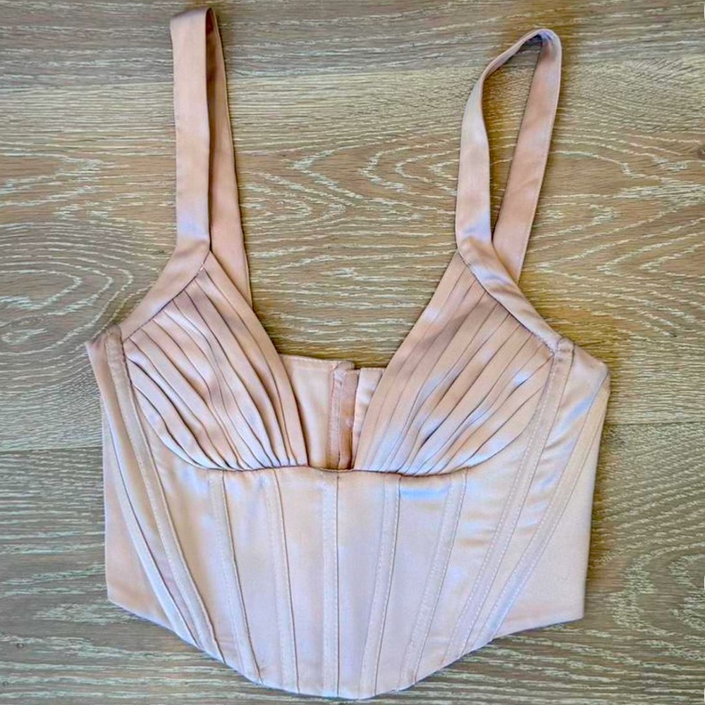 ZARA champagne colored corset top xs